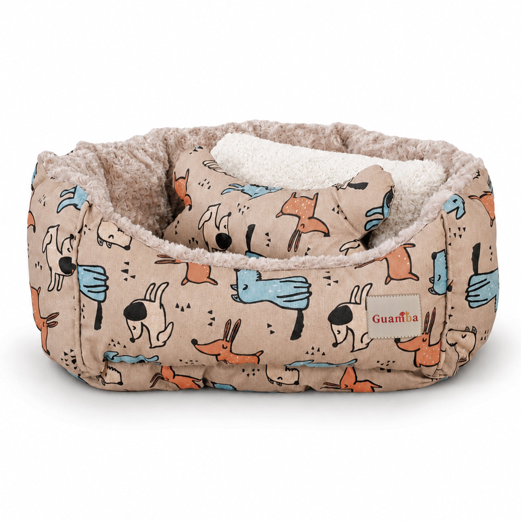 Camas estampadas en combo para mascota