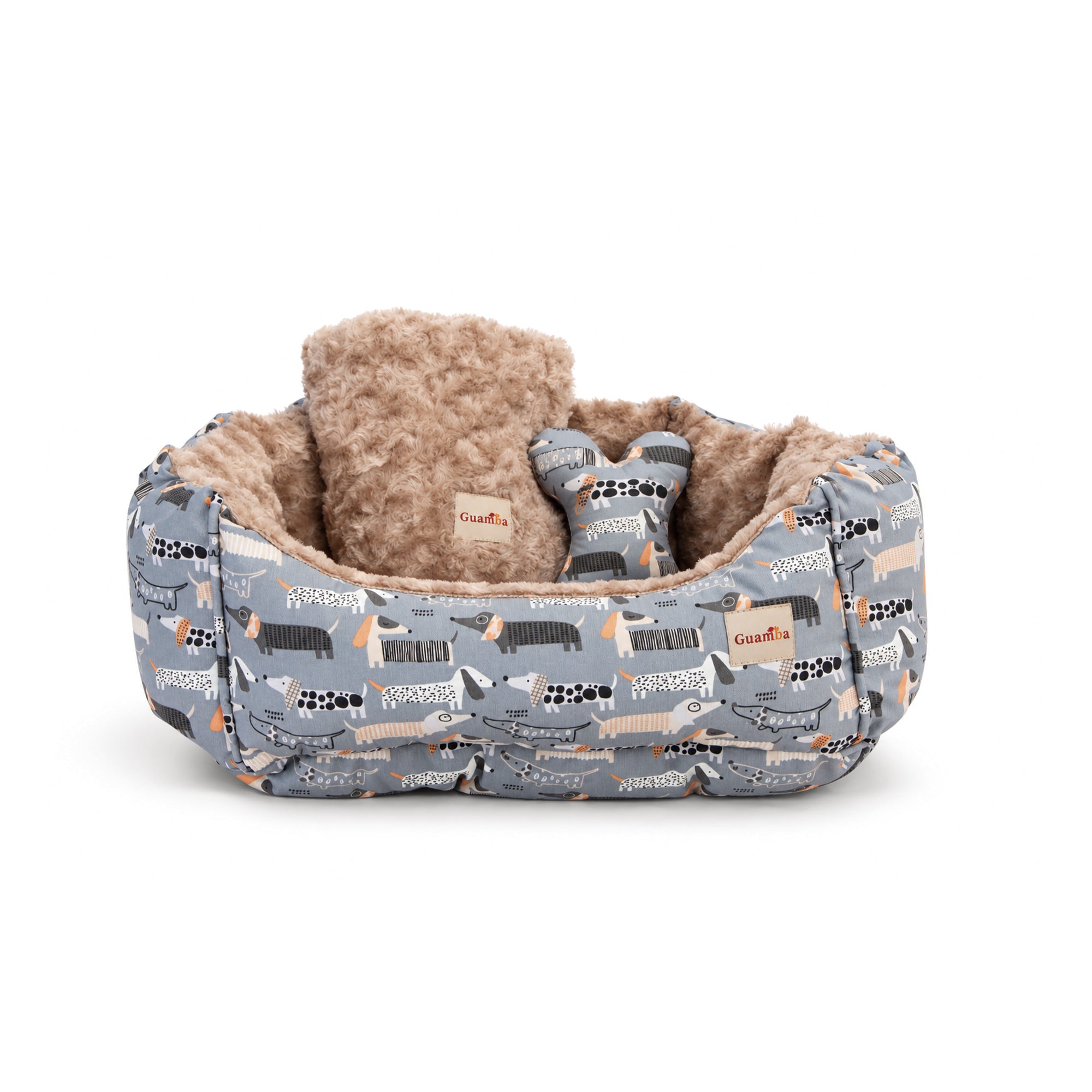 Camas estampadas en combo para mascota